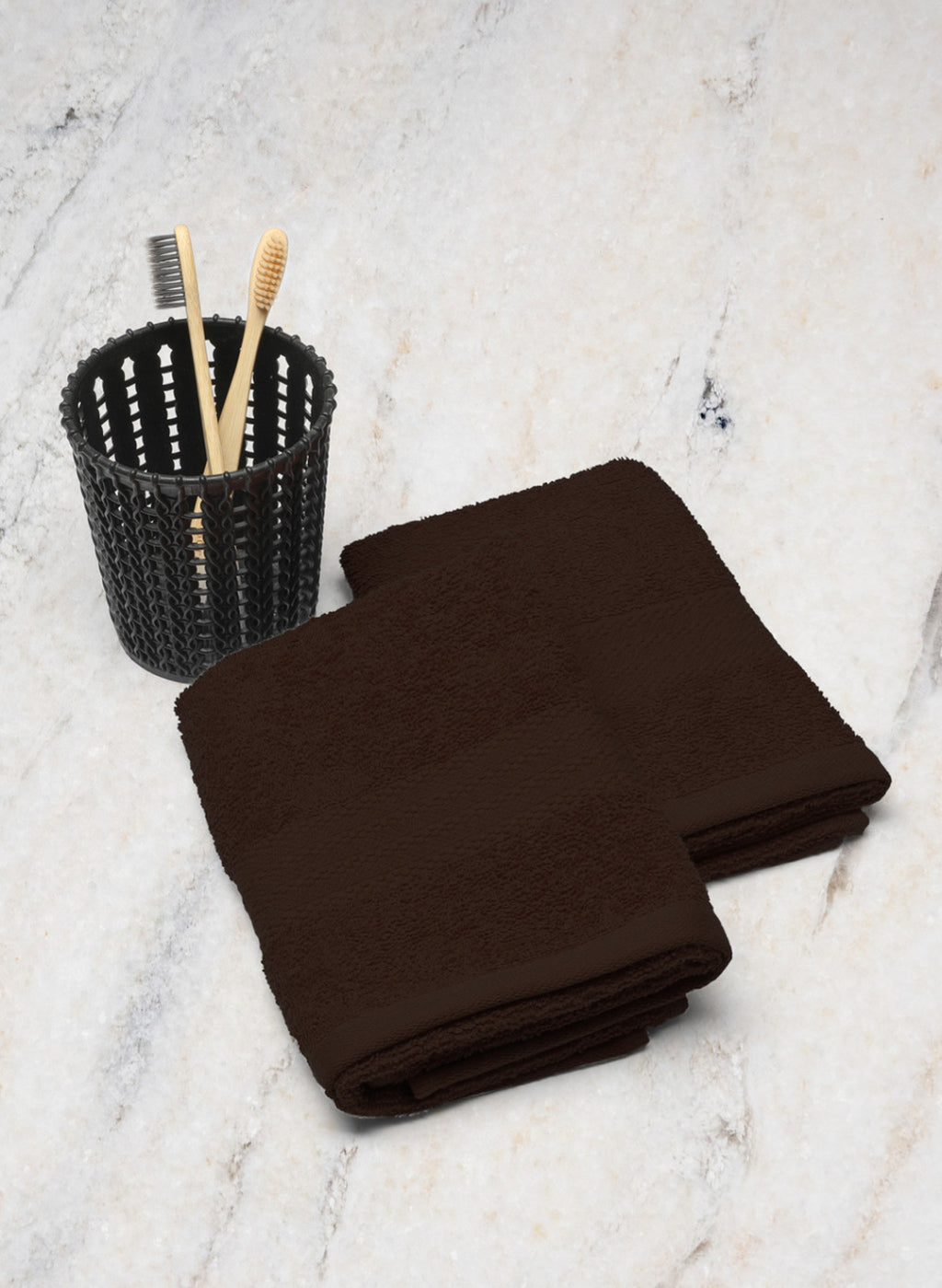 Brown Cotton 400 GSM Hand Towels (Pack of 2)
